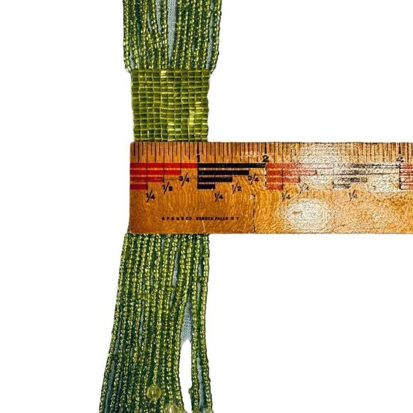 multi strand peridot Green and crystal beaded long necklace boho hippie style - Picture 10 of 11